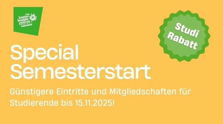 Semesterstart Studi Aktion | © DAV Karlsruhe Informationsgrafik mit den Informationen zur Studi-Aktion aus dem Text | © DAV Karlsruhe