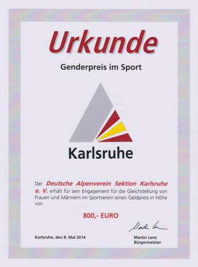 Genderpreis 2014 Urkunde